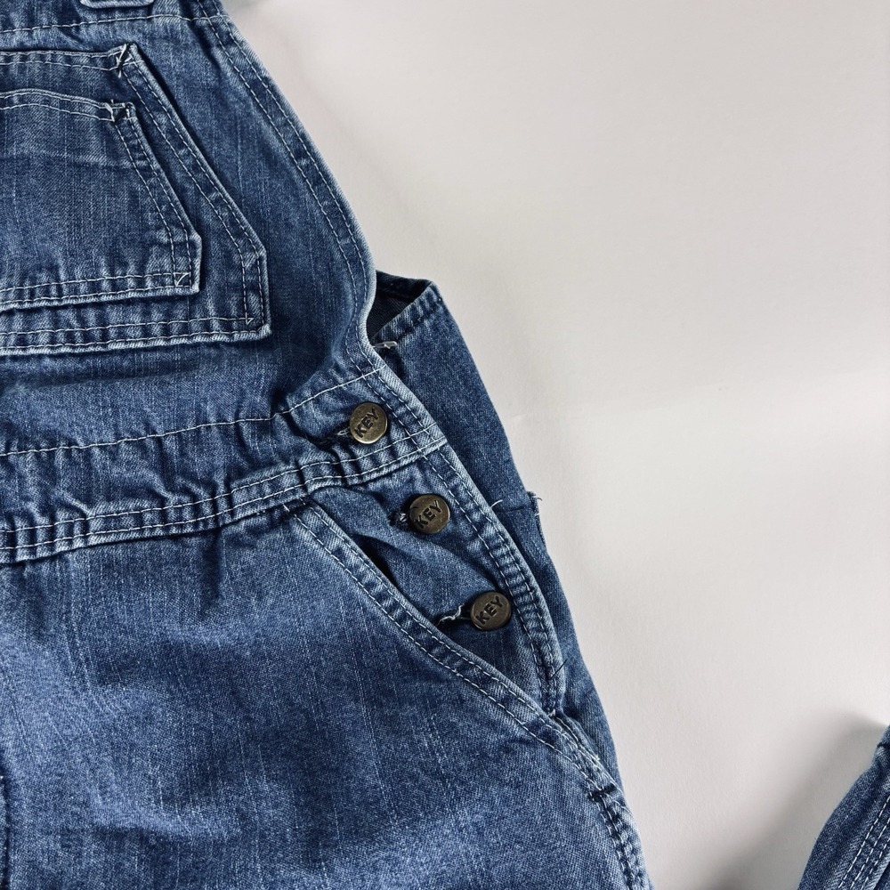 Key Overalls Women Size 16 Reg Bibs Denim Utility Pockets Buttons Logo Workwear - Picture 7 of 12